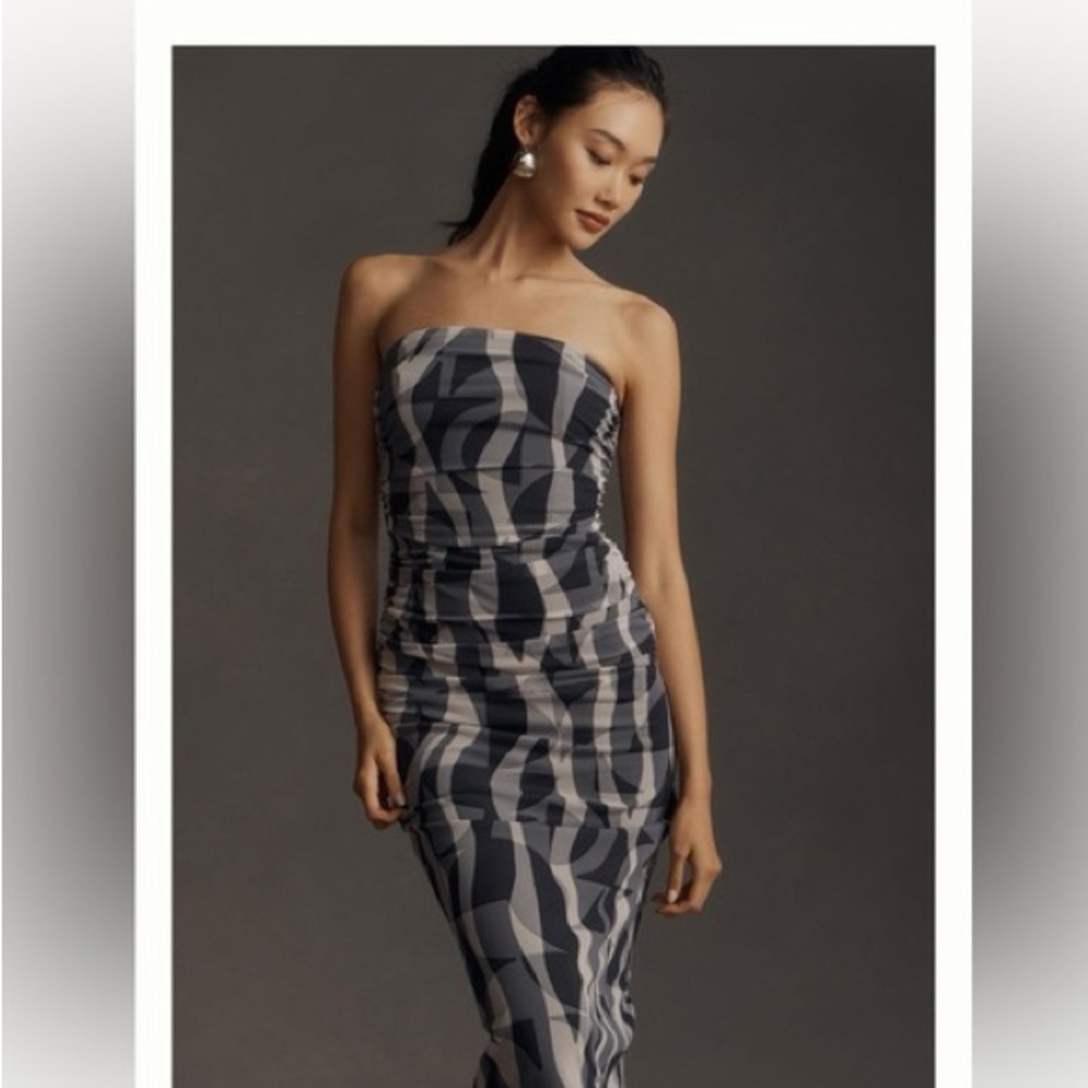 Anthropologie mesh strapless dress with ruching. Sz. Small NWOT